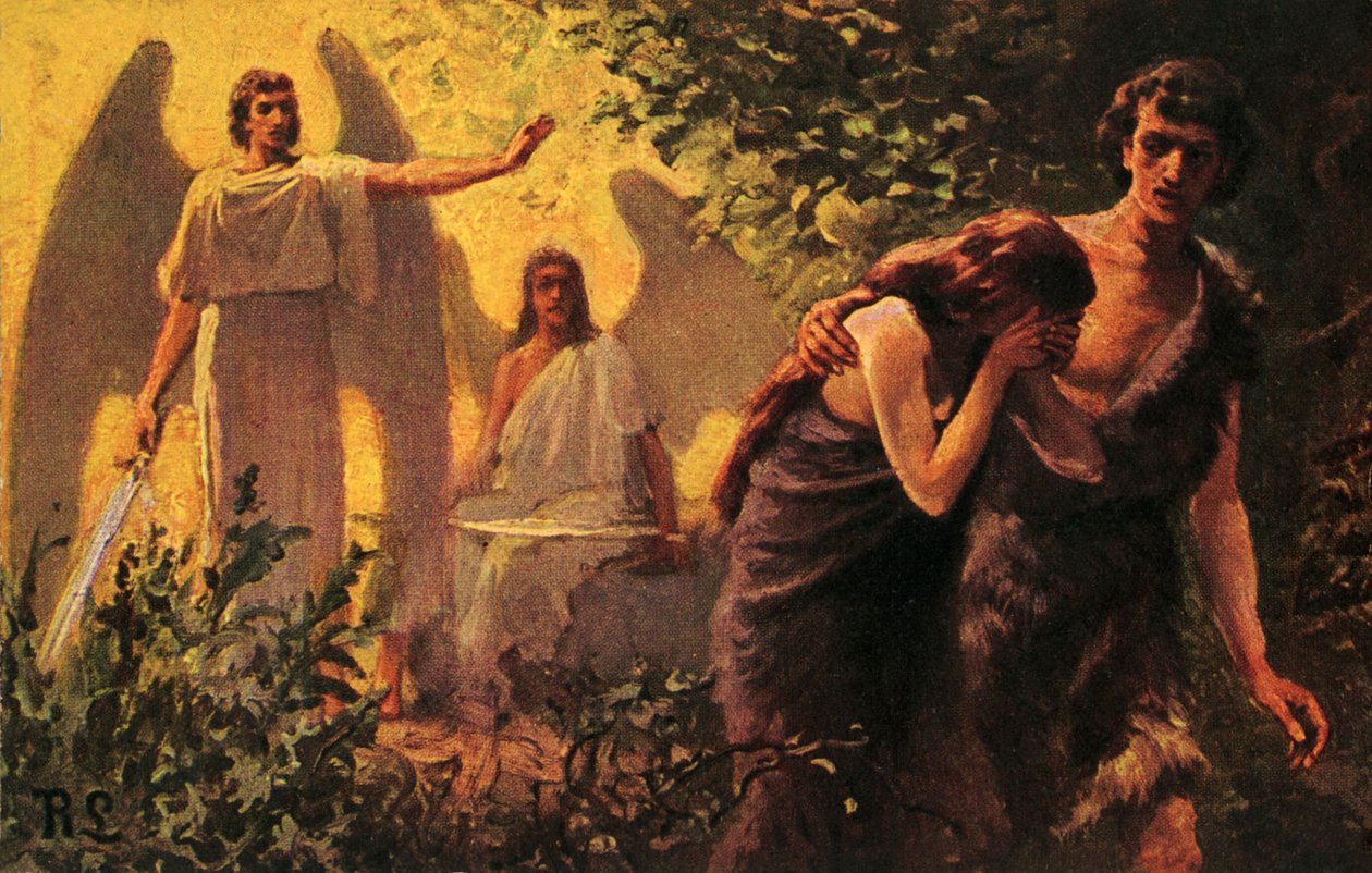 Aadam ja Eeva karkotettiin Eedenin puutarhasta - Raamattu tekijältä Anton Robert Leinweber