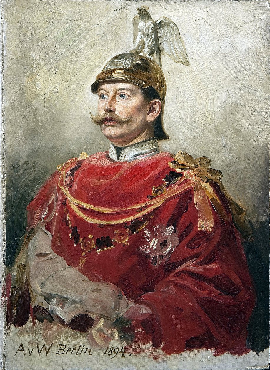 Guillaume II Muotokuva Saksan keisarista Wilhelm II:sta (1859-1941), Preussin kuninkaasta par Werner, Anton von (1843-1915). Öljy pahville, koko: 32x22,5 tekijältä Anton Alexander von Werner
