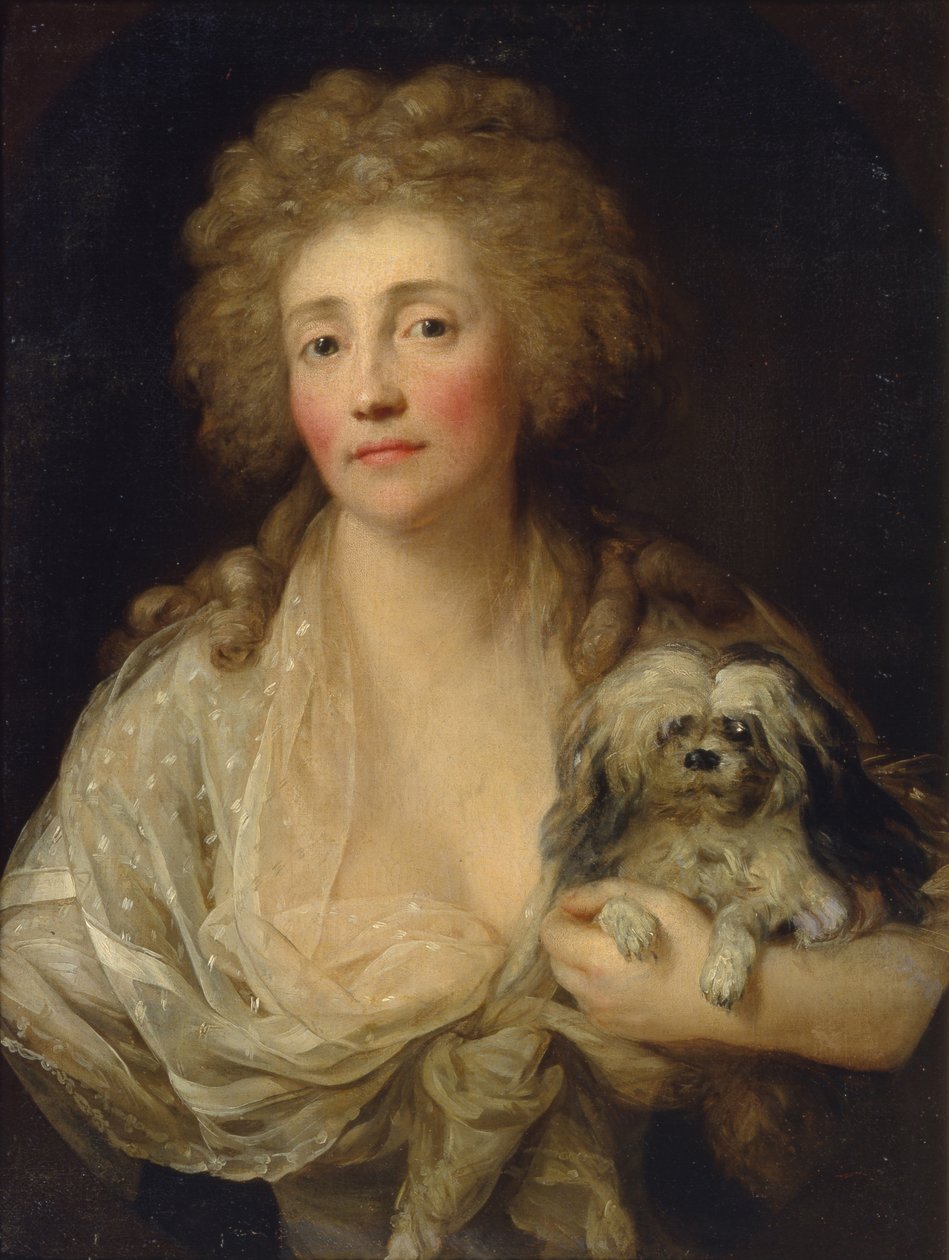 Muotokuva Anna Oraczewskasta koiran kanssa, 1789 tekijältä Anton Graff