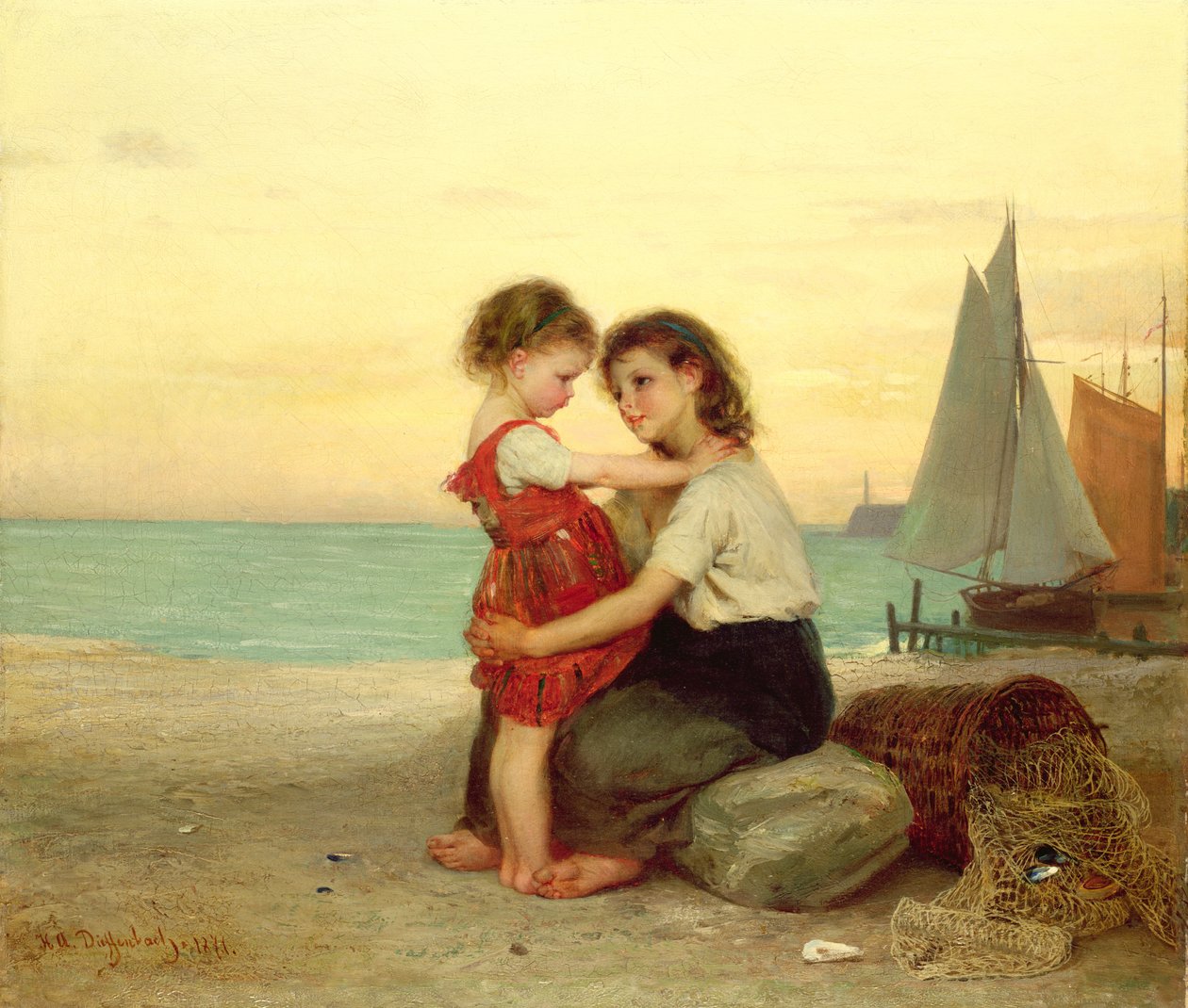 Sisaret rannalla, 1871 tekijältä Anton Heinrich Dieffenbach