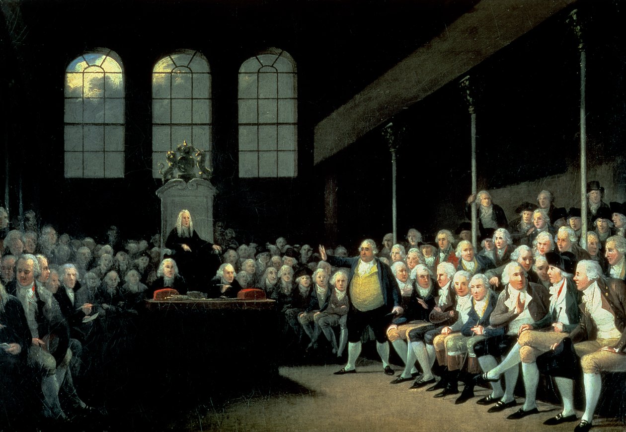 Charles James Fox (1749-1806) puhui alahuoneessa Pitt-ministeriön aikana tekijältä Anton Hickel