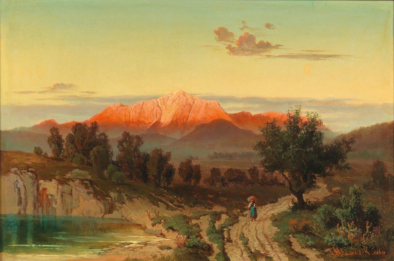 Auringonlasku Hoher Göllin yllä tekijältä Anton Hlavacek