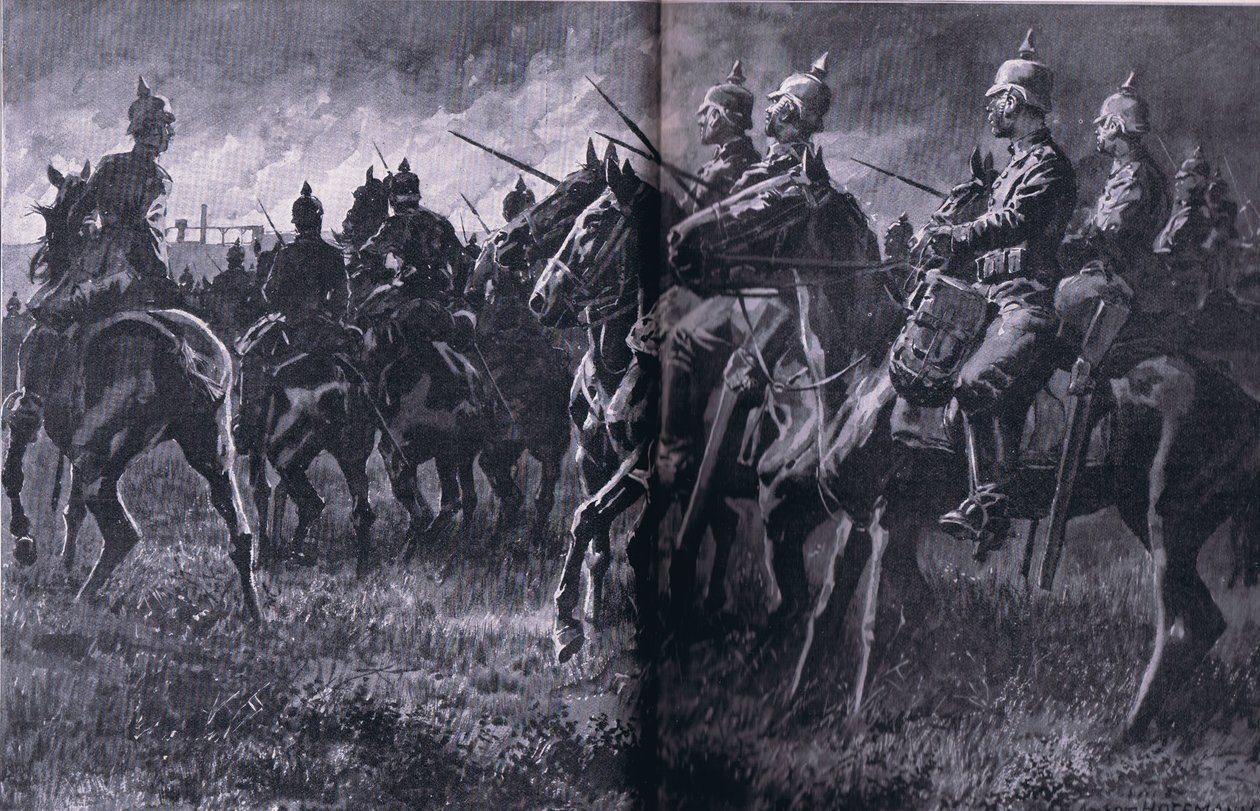 Libinin kaivoksen tulipalo, The Illustrated History of the World War 1914-1915 -pubista. kirjoittanut Union Berlagsefellfchaft tekijältä Anton Hoffman