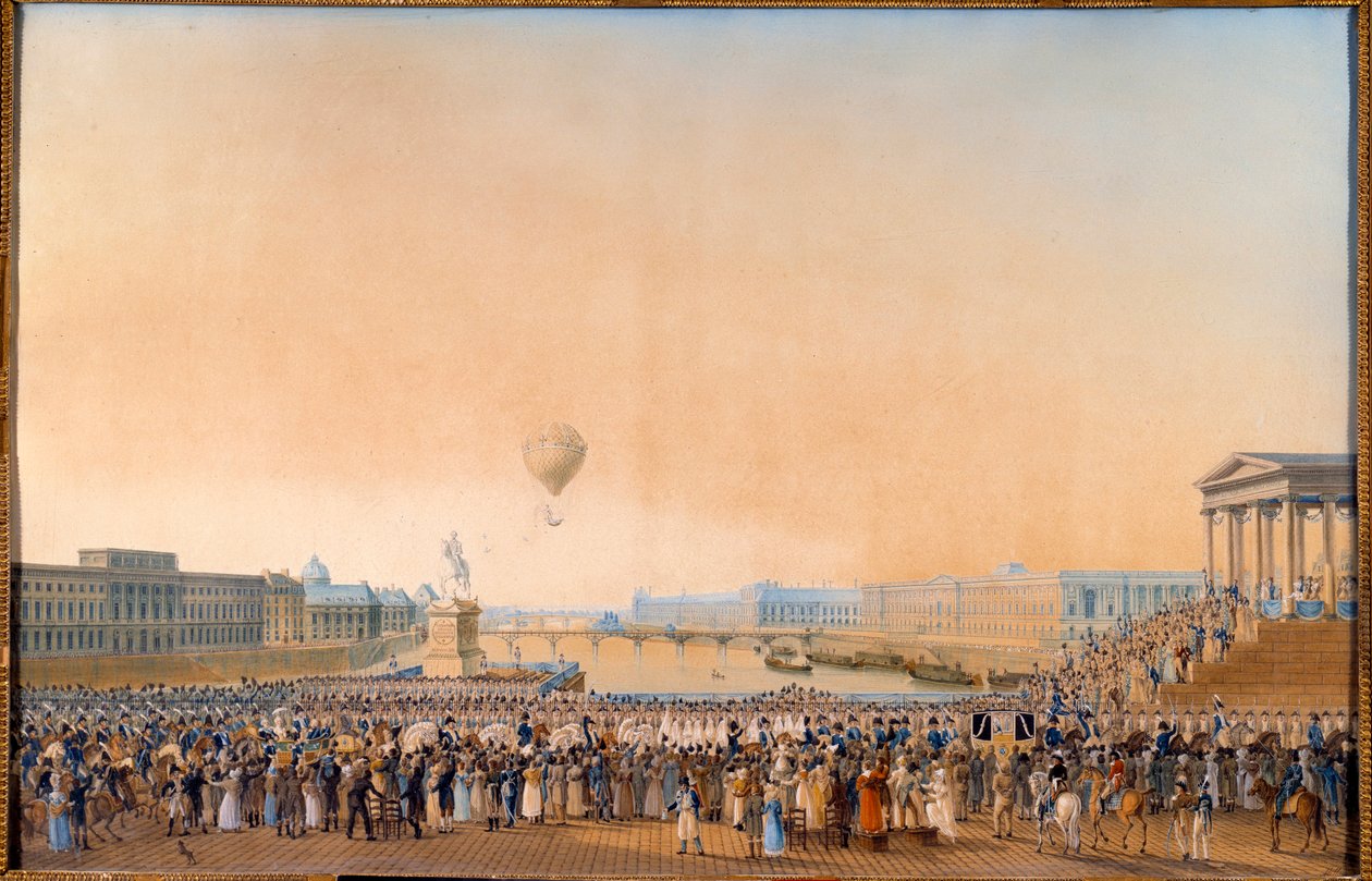 Ludvig XVIII:n, Ranskan kuninkaan (1755-1824) entrée Pariisissa 3. toukokuuta 1814. Antoine Ignace Mellingin (1763-1831) maalaus tekijältä Anton Ignaz Melling