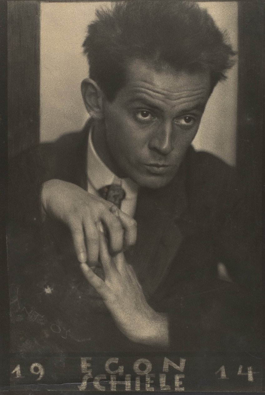 Egon Schiele, 1914 (gelatiinihopeaprintti) tekijältä Anton Josef Trcka
