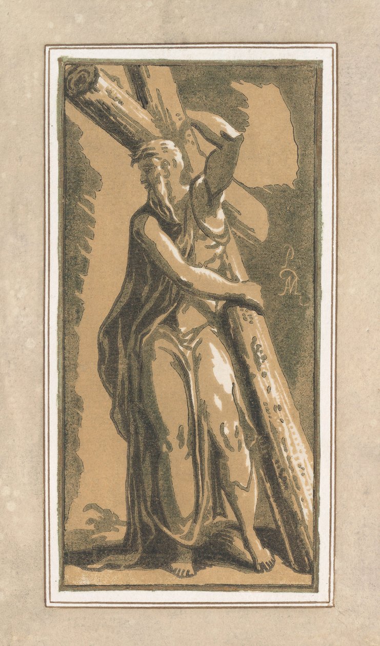 St. Andrew, Eteenpäin, pää käännettynä vasemmalle, ennen vuotta 1749. tekijältä Anton Maria Zanetti