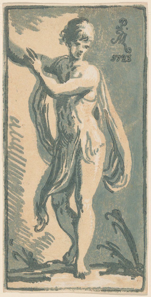 Seisova nuori, joka viittasi oikealle tekijältä Anton Maria Zanetti I, after Parmigianino