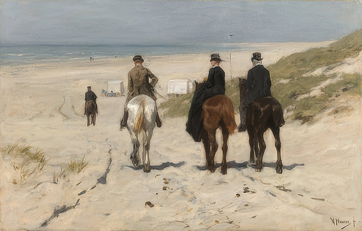 Ratsastus rannalla. 1876 tekijältä Anton Mauve