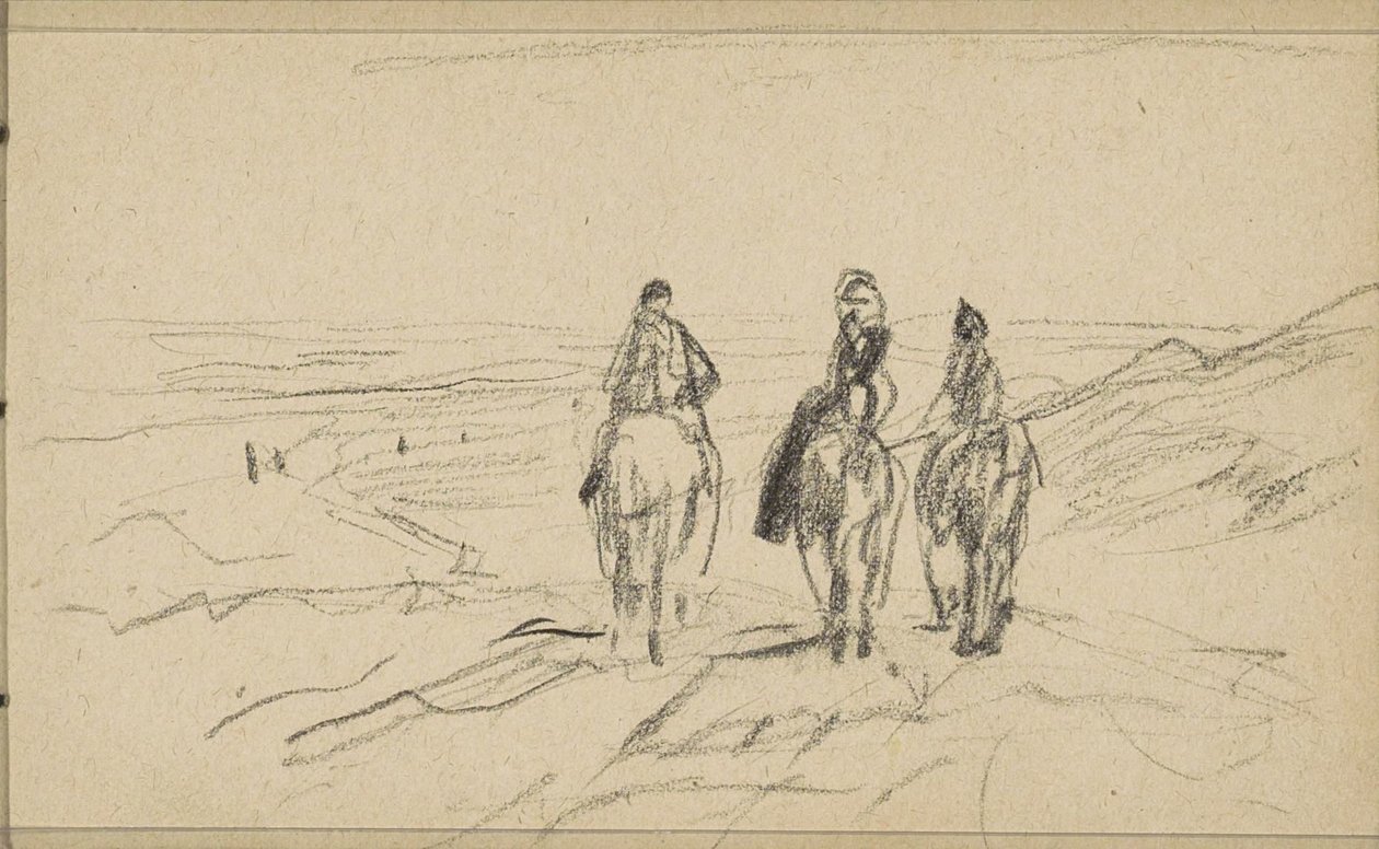 Kolme ratsastajaa dyyneillä tekijältä Anton Mauve