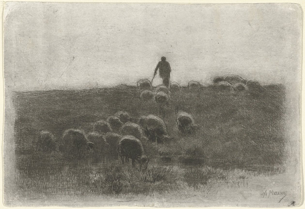 Paimen lammaslauma kanssa tekijältä Anton Mauve