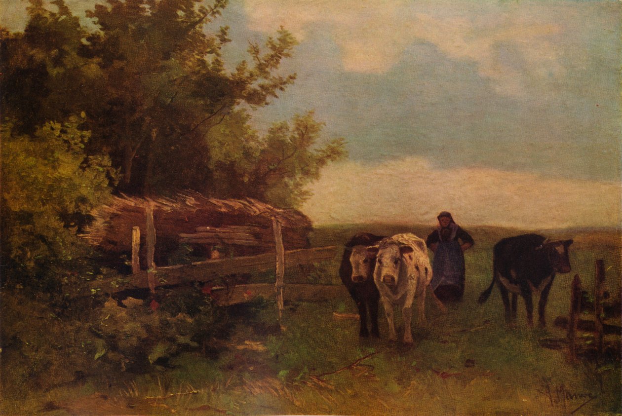 Minding Cows, Herisson, c1869, 1938 tekijältä Anton Mauve