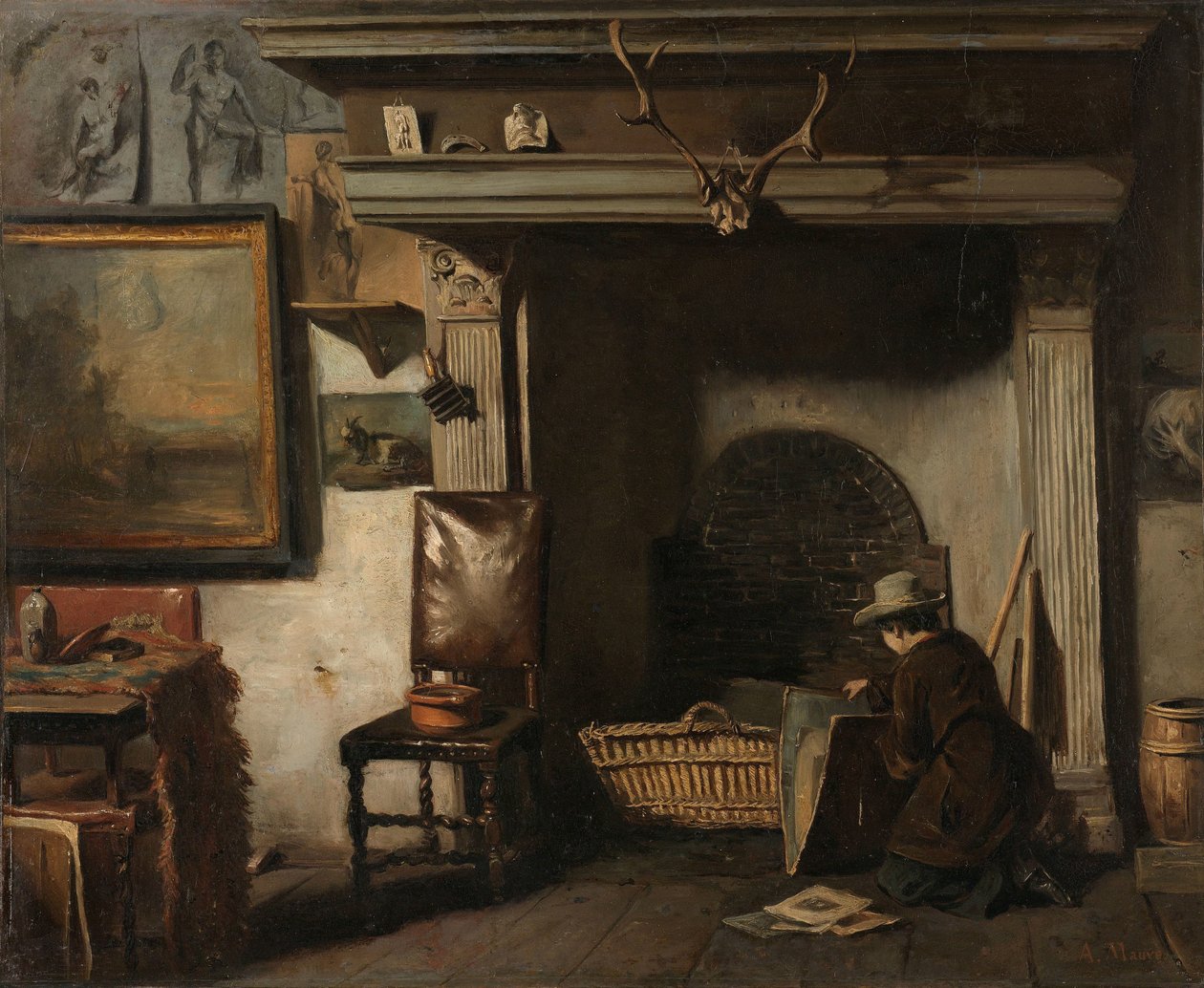 Haarlemin taidemaalari Pieter Frederik van Osin studio Haarlemin taidemaalari Pieter Frederik van Osin studio tekijältä Anton Mauve