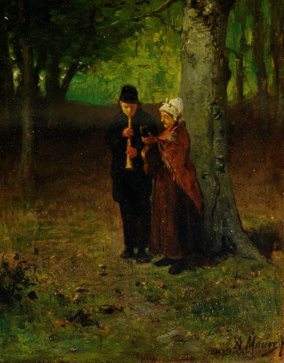 Vaeltavat muusikot (öljy puulle) tekijältä Anton Mauve