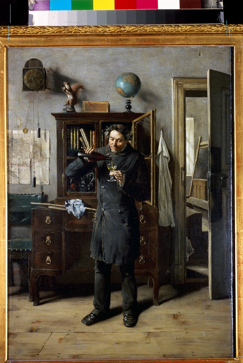 Juoppoopettaja - Anton Eduard Muller (Mueller) opettaja Drunkard (1853-1897) tekijältä Anton Muller