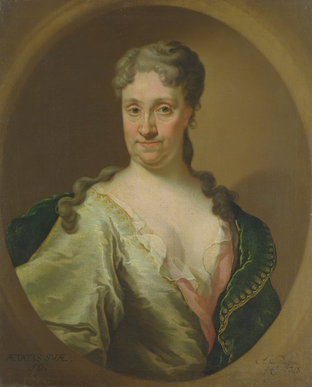 Muotokuva Barbara Lutkenista (1664-1740), 1718 (katso myös 179058) tekijältä Anton Paulsen