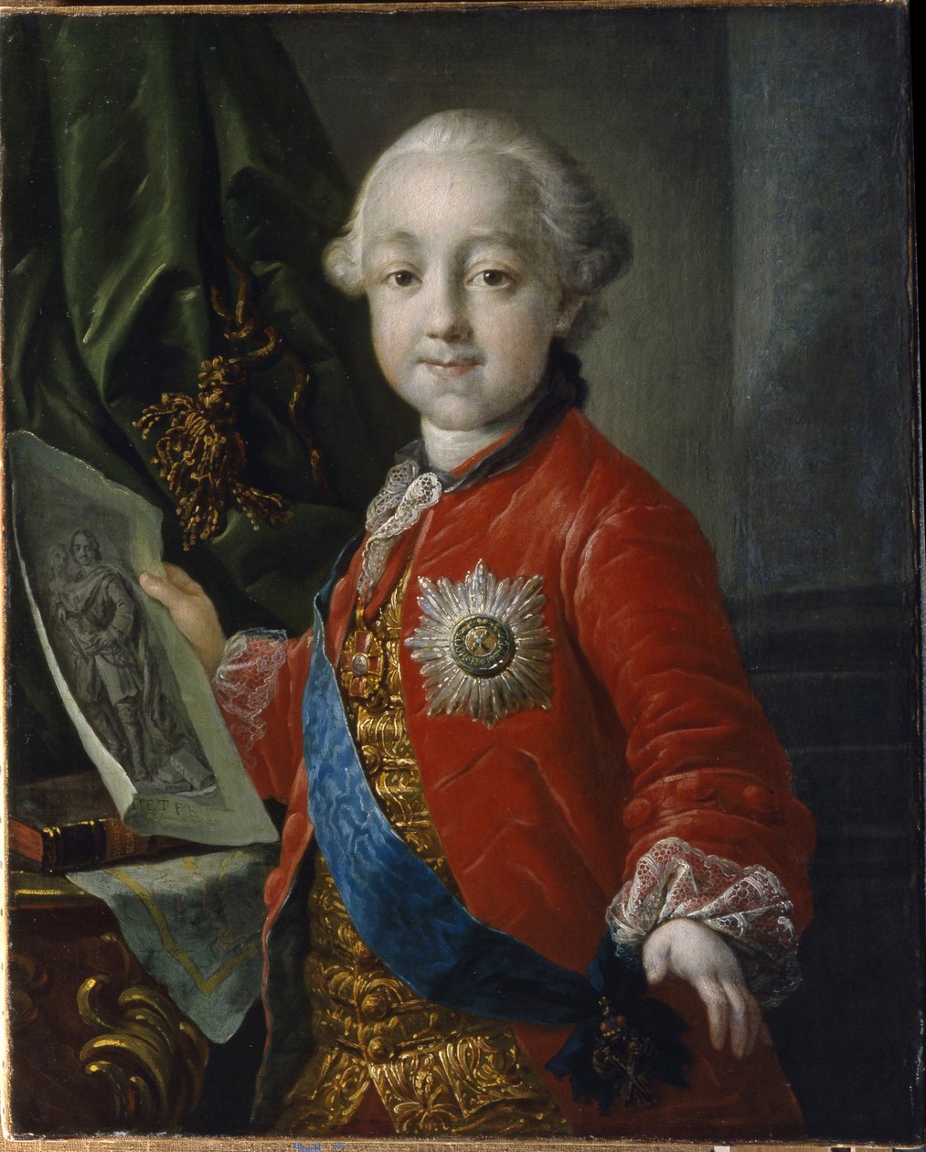 Muotokuva suurruhtinas Pavel Petrovitš Romanovista (1754-1801) lapsena. (Suurruhtinas Pavel Petrovitšin muotokuva lapsena). Venäjän keisari 1796-1801. Anton Pavlovich Losenkon (1737-1773) maalaus, öljy kankaalle tekijältä Anton Pavlovich Losenko