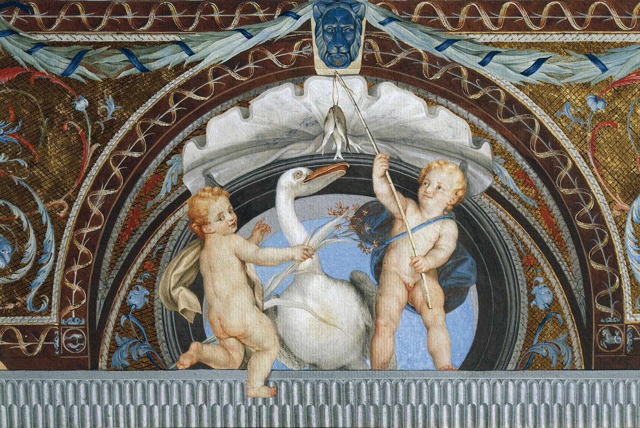 Putti pelikaanin kanssa, Anton Raphael Mengs, yksityiskohta, sekatekniikka tekijältä Anton Raphael Mengs