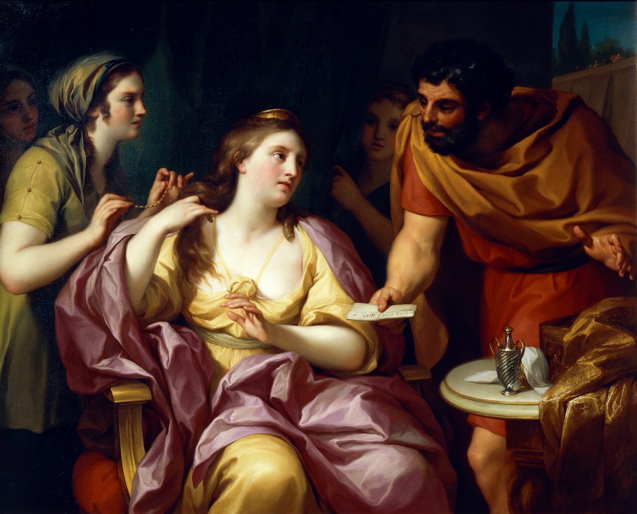 Semiramis toivottaa tervetulleeksi uutiset Babylonian kapinasta, kirjoittanut Anton Raphael Mengs tekijältä Anton Raphael Mengs