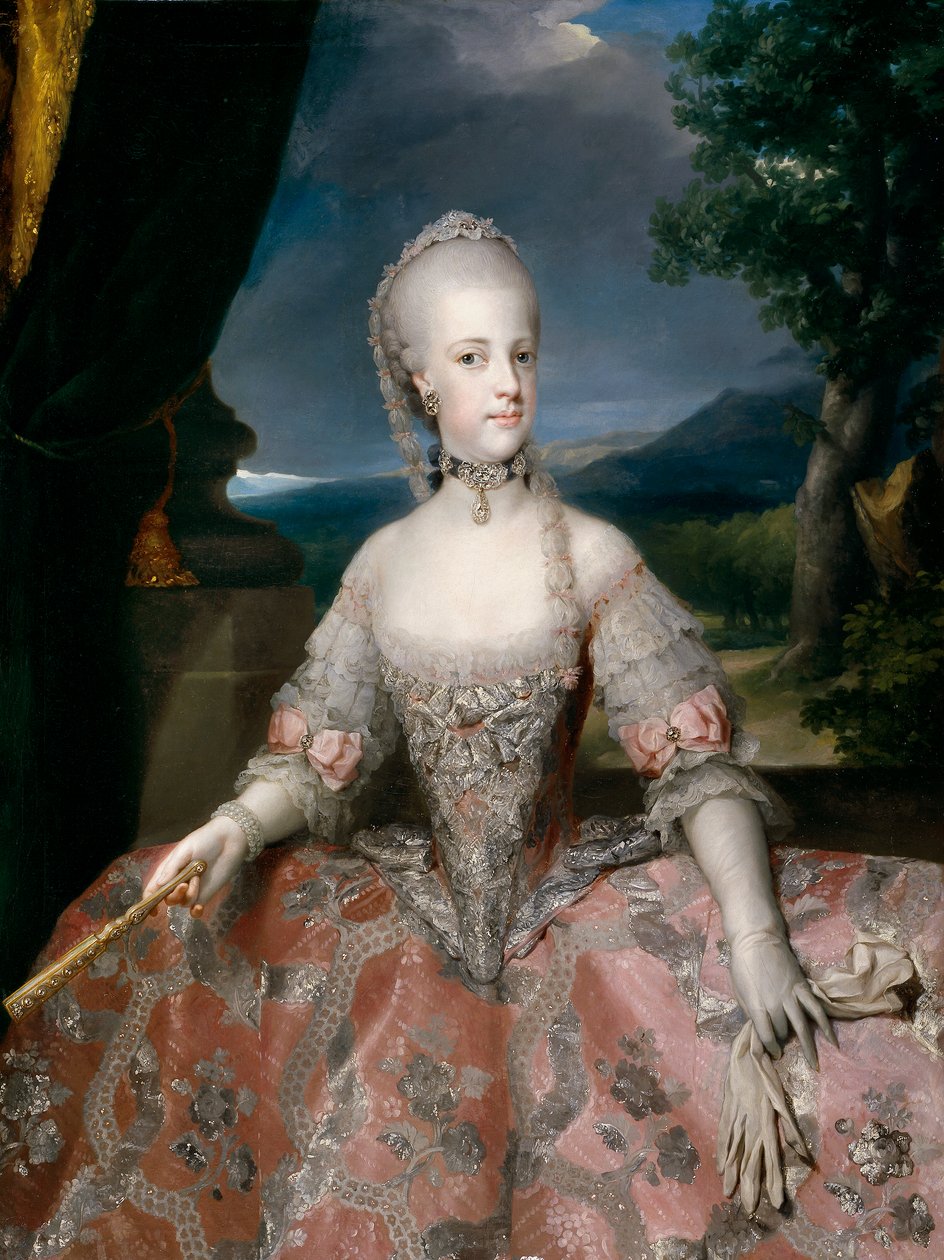 Espanjaksi:  María Carolina de Habsburgo-Lorena, reina de Nápoles Maria Carolina Habsburg-Lothringen, Napolin kuningatar. tekijältä Anton Raphael Mengs