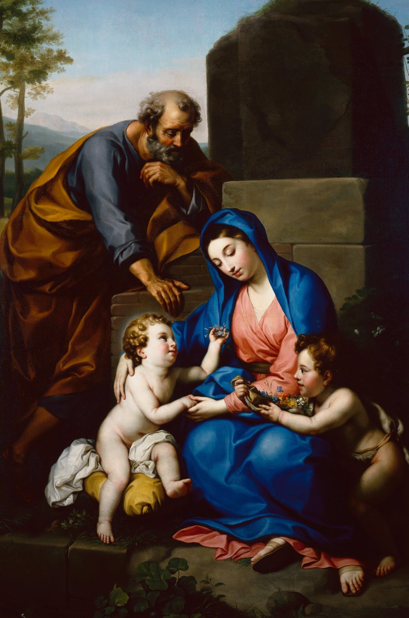 Pyhä perhe vauvan kanssa Pyhä Johannes Kastaja tekijältä Anton Raphael Mengs