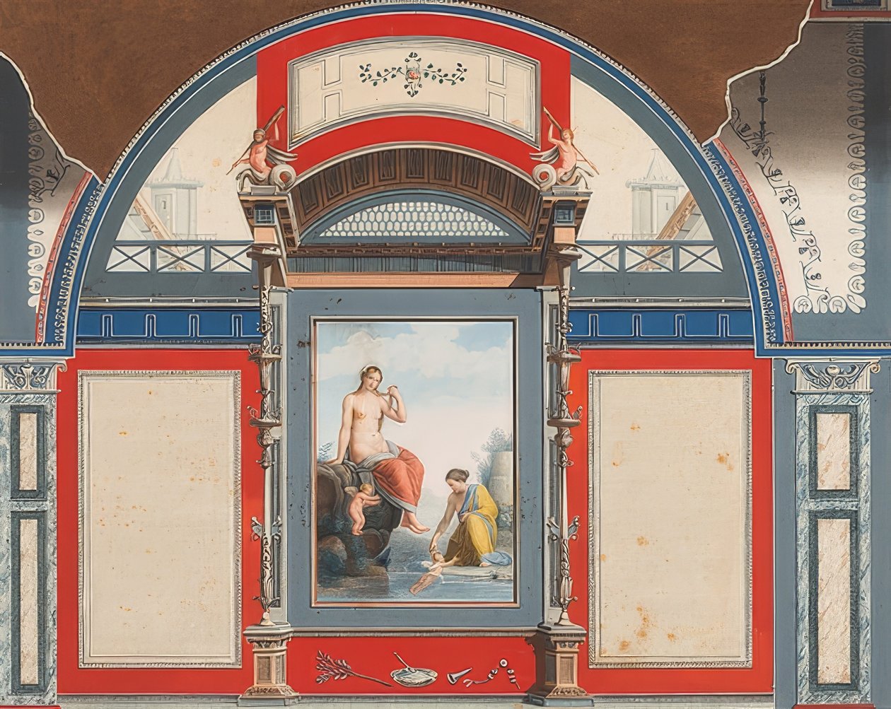 Roomalaisen talon seinämaalaus Villa Negronin alueella Roomassa, Venus ja nymfi eroteilla. 1778 tekijältä Anton Raphael Mengs