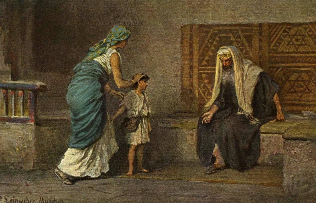 Hanna vie Samuelin Eelin luo temppeliin (tuloste). tekijältä Anton Robert (after) Leinweber