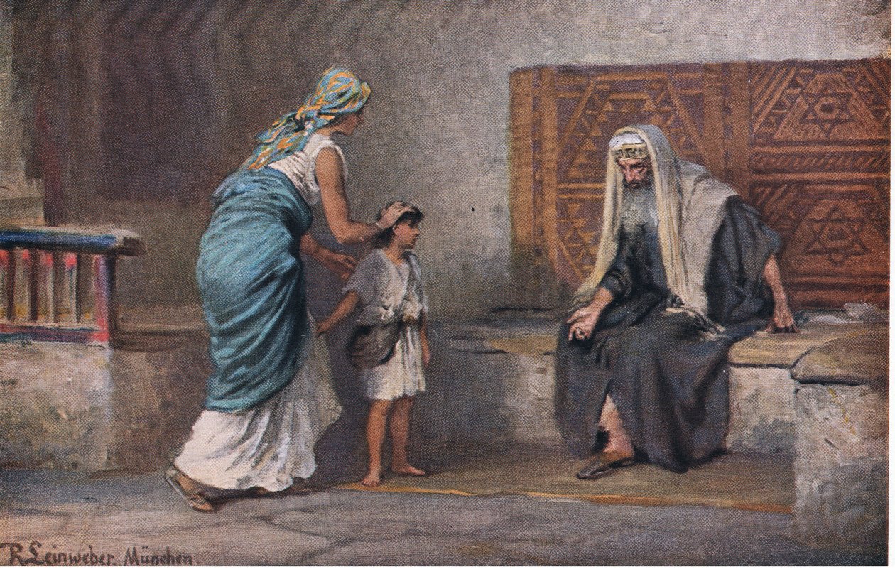 Hannah tuo Samuelin Elille The John Winston Companyn julkaisemasta Hulberts Story of the Biblesta, 1932 tekijältä Anton Robert Leinweber