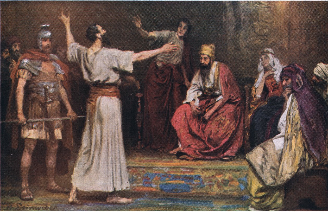 Paavali ennen Festusta ja Agrippaa, Hulbertin kirjasta Story of the Bible, jonka julkaisi The John Winston Company, 1932 tekijältä Anton Robert Leinweber