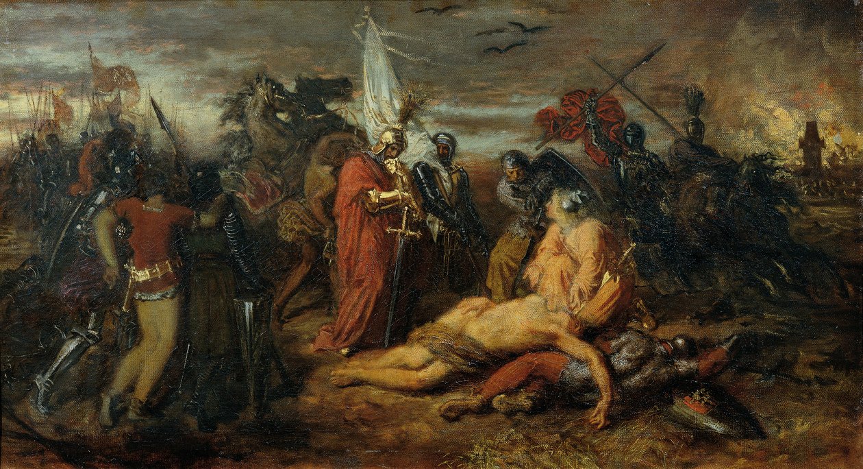 Rudolf von Habsburg Böömin kuninkaan Přemysl Ottokarin ruumiissa tekijältä Anton Romako