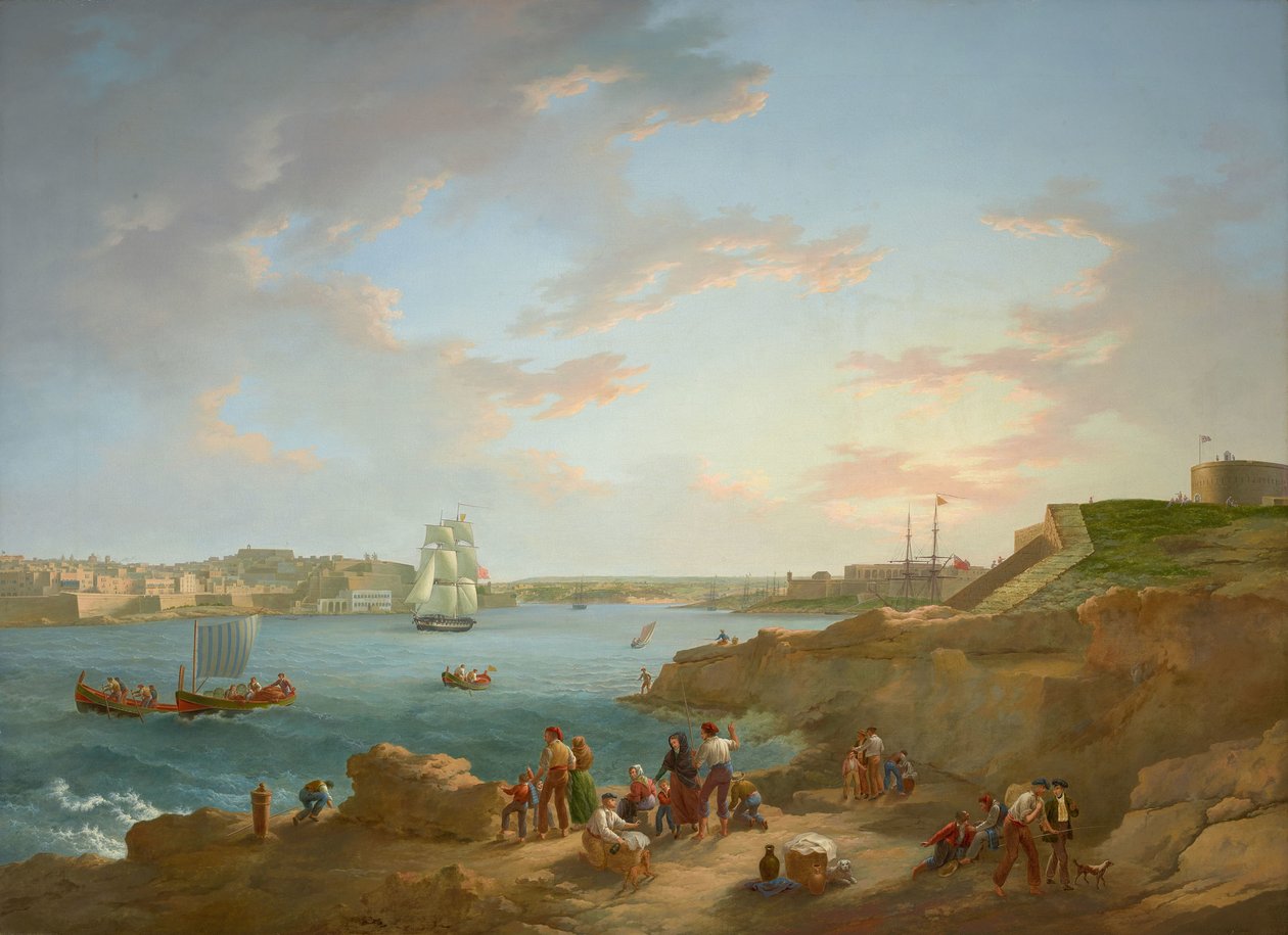 Anton Schranz (1769-1839) - Maltan satama - RCIN 406555 - Kuninkaallinen kokoelma (restauroitu) tekijältä Anton Schranz