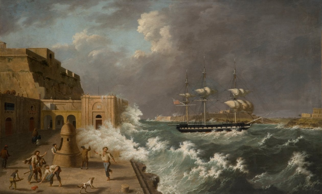 Satamakuva, Malta (öljy kortille) tekijältä Anton Schranz