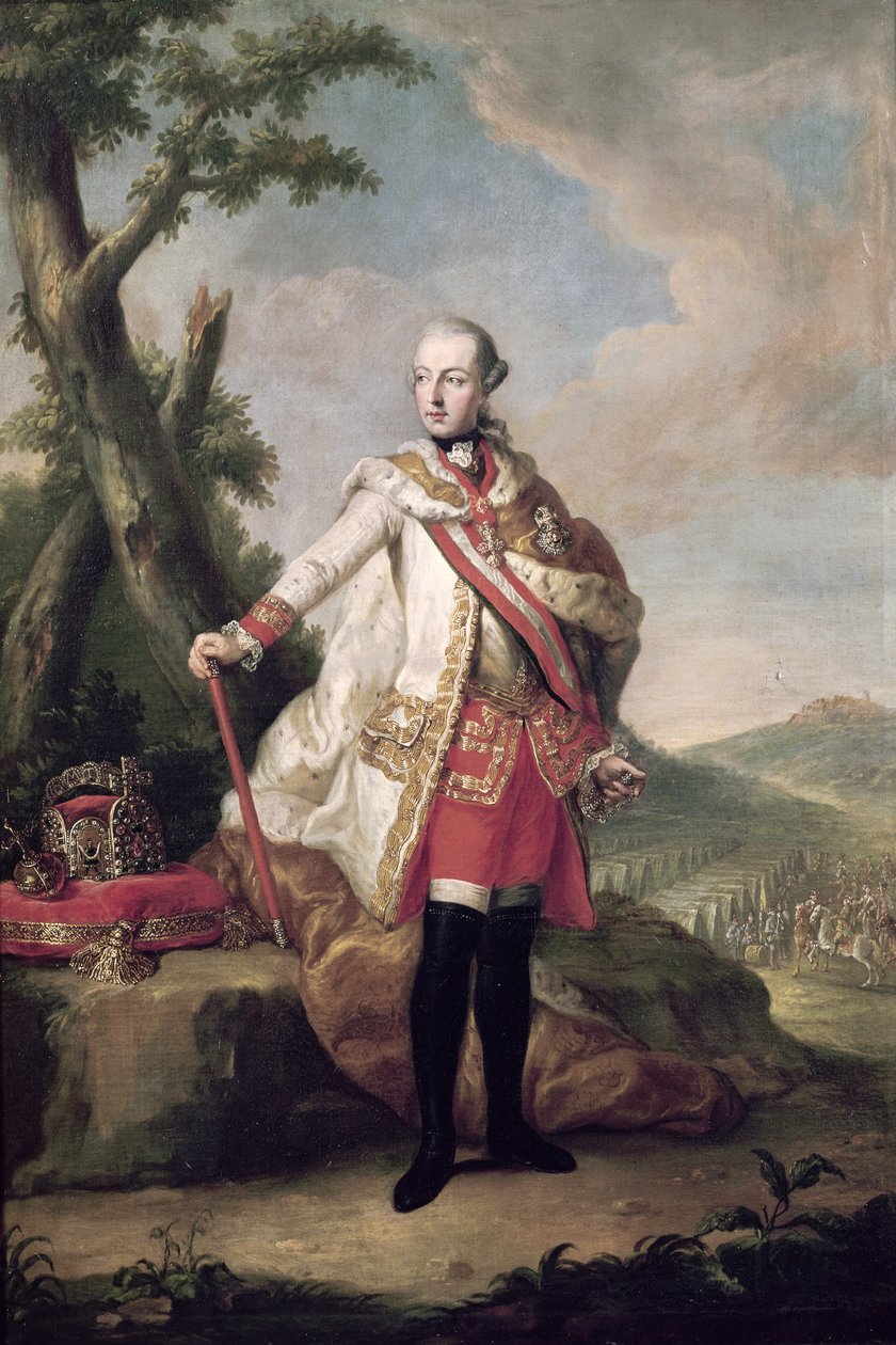 Täyspitkä muotokuva Joseph II:sta (1741-90) Habsbourg-Lorrainen, Pyhän Rooman keisari, n. 1765 tekijältä Anton von Maron
