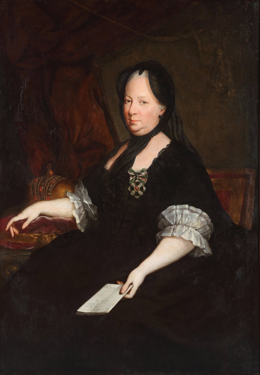 Itävallan keisarinna Maria Theresia 1717-1780 lesken muotokuva, 1772 tekijältä Anton von Maron