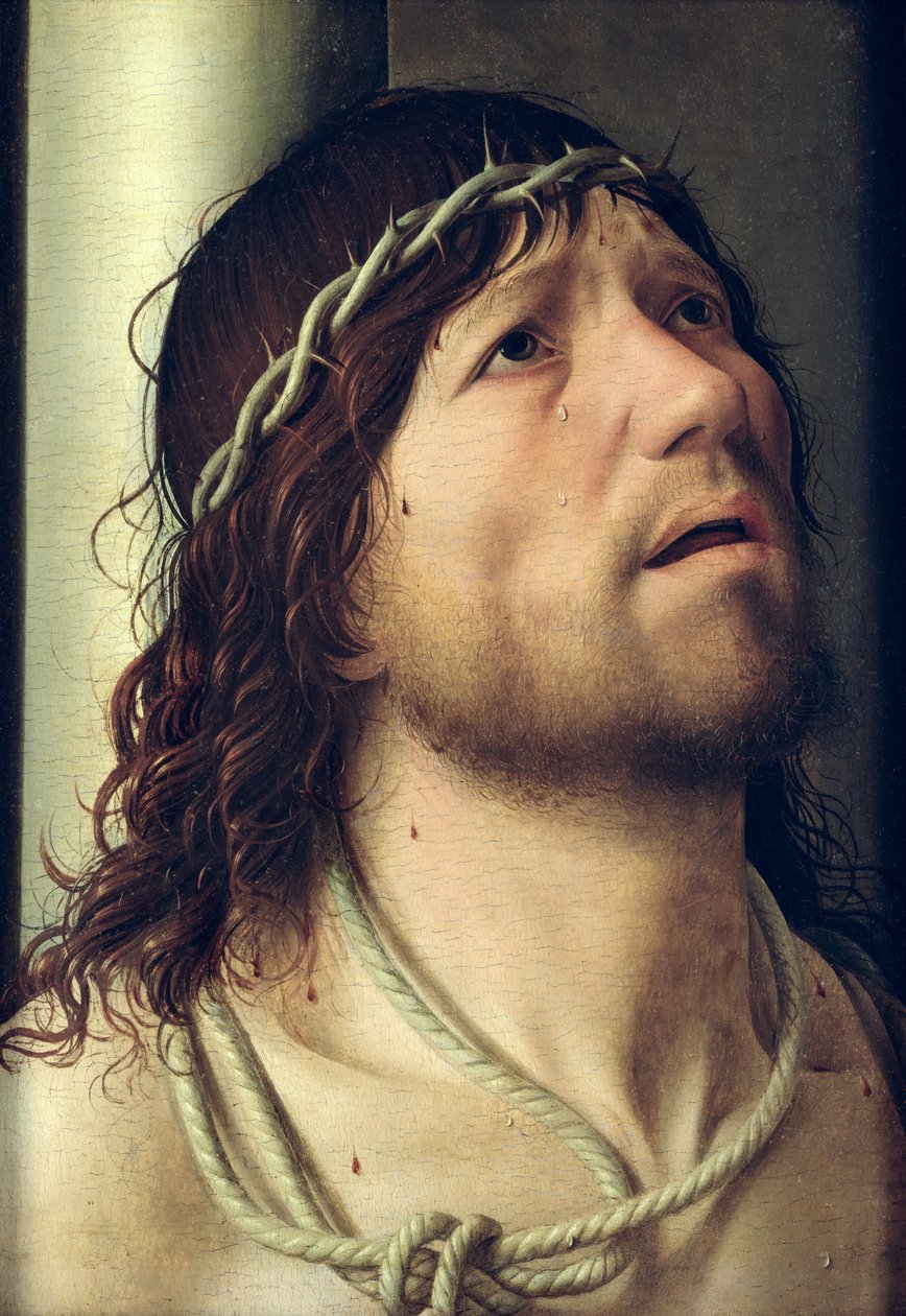 Kristus pylväässä, n.1475 (öljy paneelille) (yksityiskohta) tekijältä Antonello da Messina