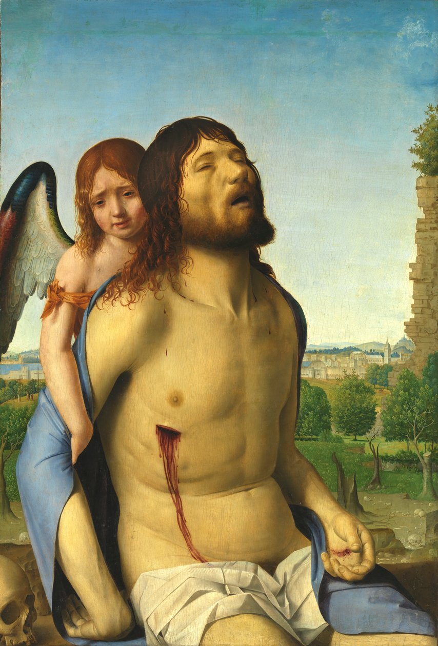 Kuollut Kristus enkelin tukemana tekijältä Antonello da Messina