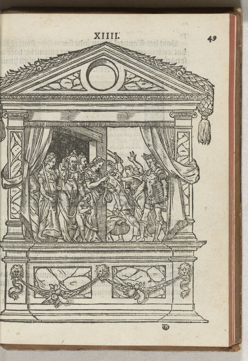 Kolmas koristeltu rakennusteline lavalla: prinssi vapauttaa hyveet vankeudesta, 1577 tekijältä Antoni van Leest