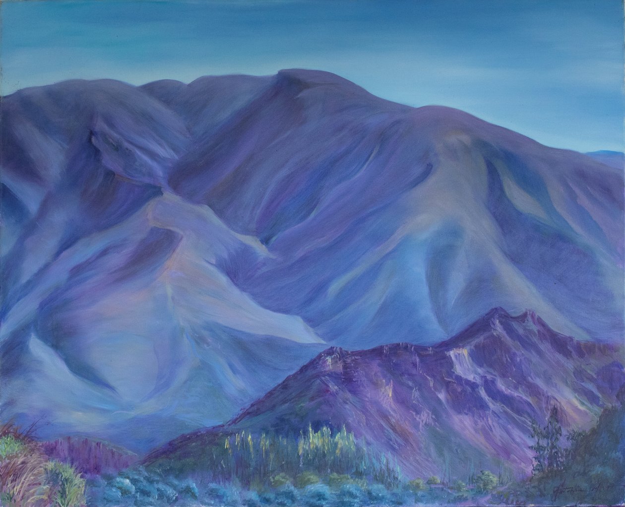 Blue Mountain, Andalusia, 2001 (öljy kankaalle) tekijältä Antonia Myatt