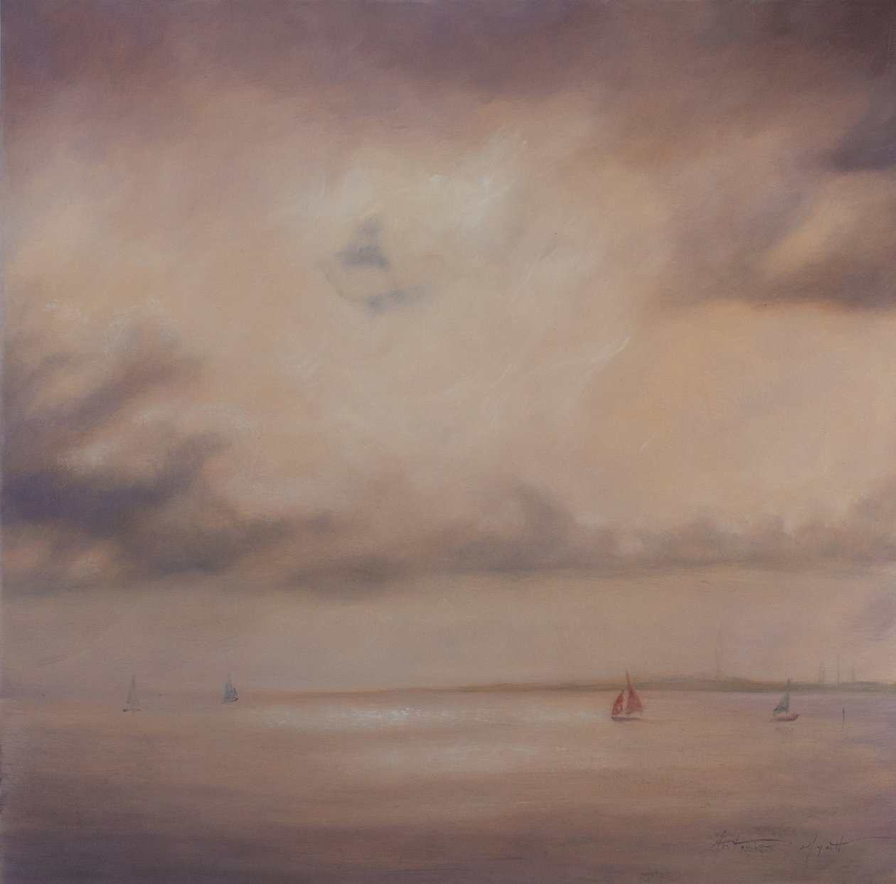 Veneperhe, 2014 (öljy kankaalle) tekijältä Antonia Myatt