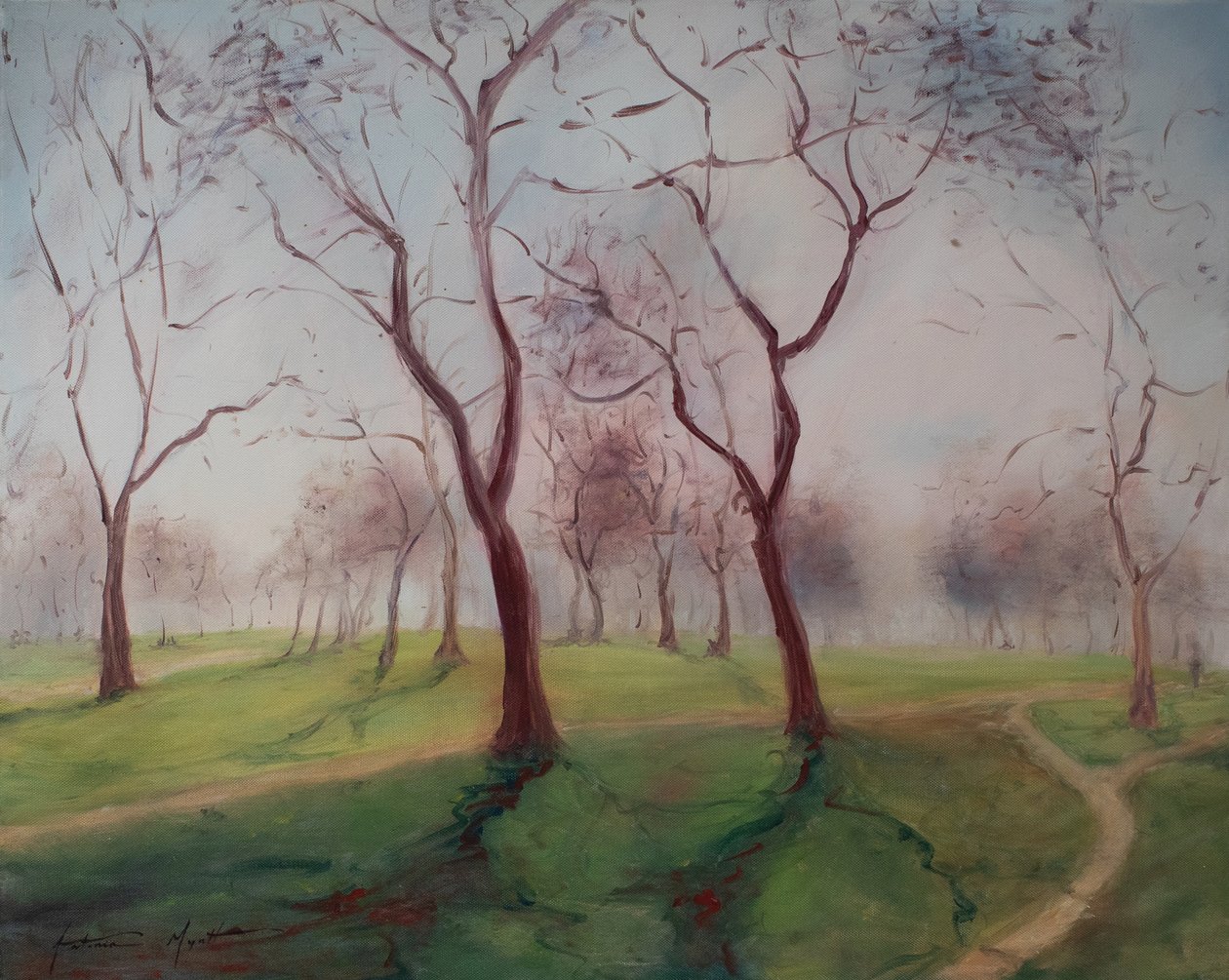 Hyde park, Lontoo, 2012 (öljy kankaalle) tekijältä Antonia Myatt