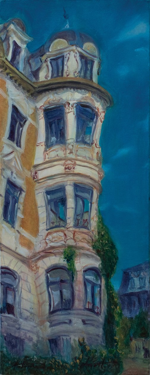 Oslo, Maljakkotalo, 2012 (öljy kankaalle) tekijältä Antonia Myatt