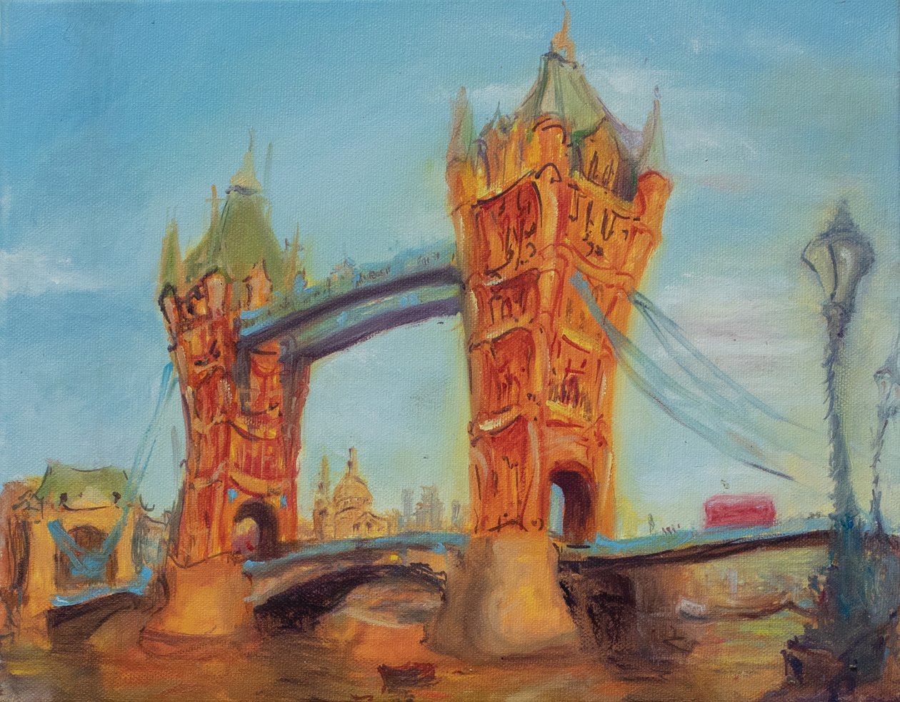 Tower Bridge, tutkimus, 2019 (öljy kankaalle) tekijältä Antonia Myatt