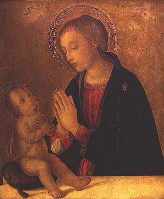 Madonna jumaloi lasta tekijältä Antoniazzo (workshop of) Romano