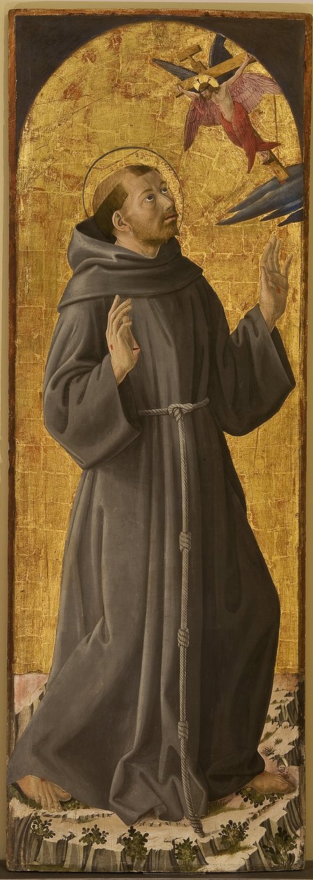Saint Francois - Pyhä Franciscus Assisilainen par Romano, Antoniazzo (1430 / 35-1508). Öljy puulle, koko: 173x61,5,, Civic Museum, Rieti tekijältä Antoniazzo Romano