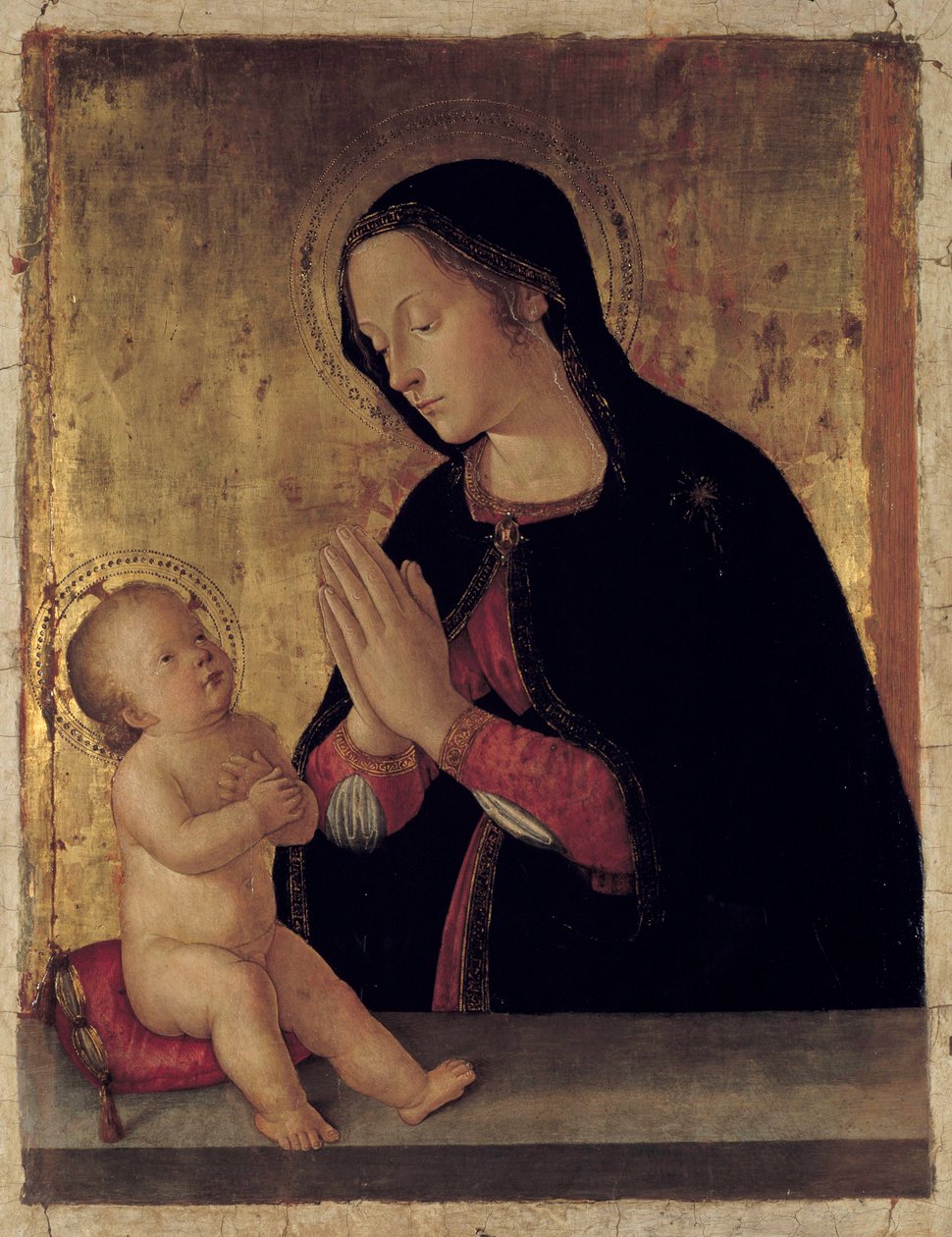 Antoniazzo Romanon (1430-1508) Neitsyt lasta palvova alttaritaulu tekijältä Antoniazzo Romano