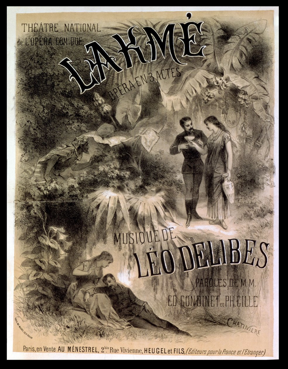 Julistemainos "Lakme", Leo Delibesin (1861-91) ooppera tekijältä Antonin Marie Chatiniere