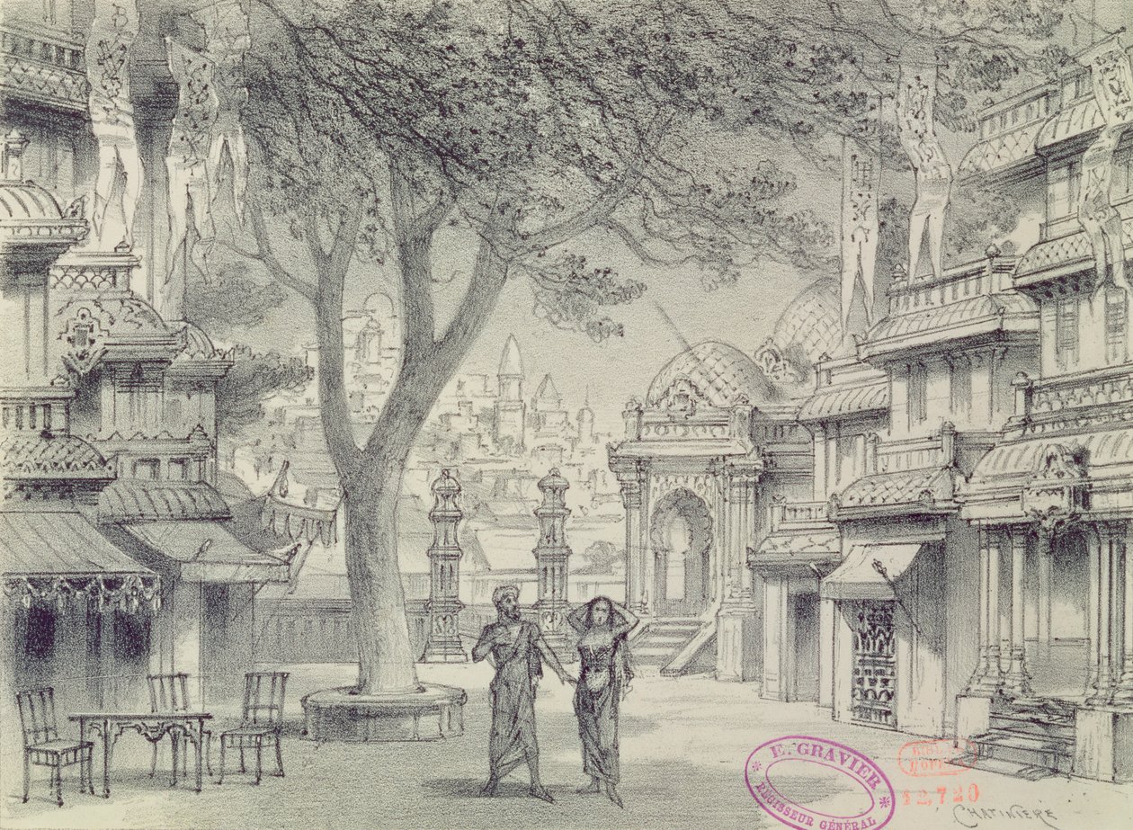 Lakistus Oopperan Lakme II näytökseen, kirjoittanut Leo Delibes (1836-91) tekijältä Antonin Marie Chatiniere