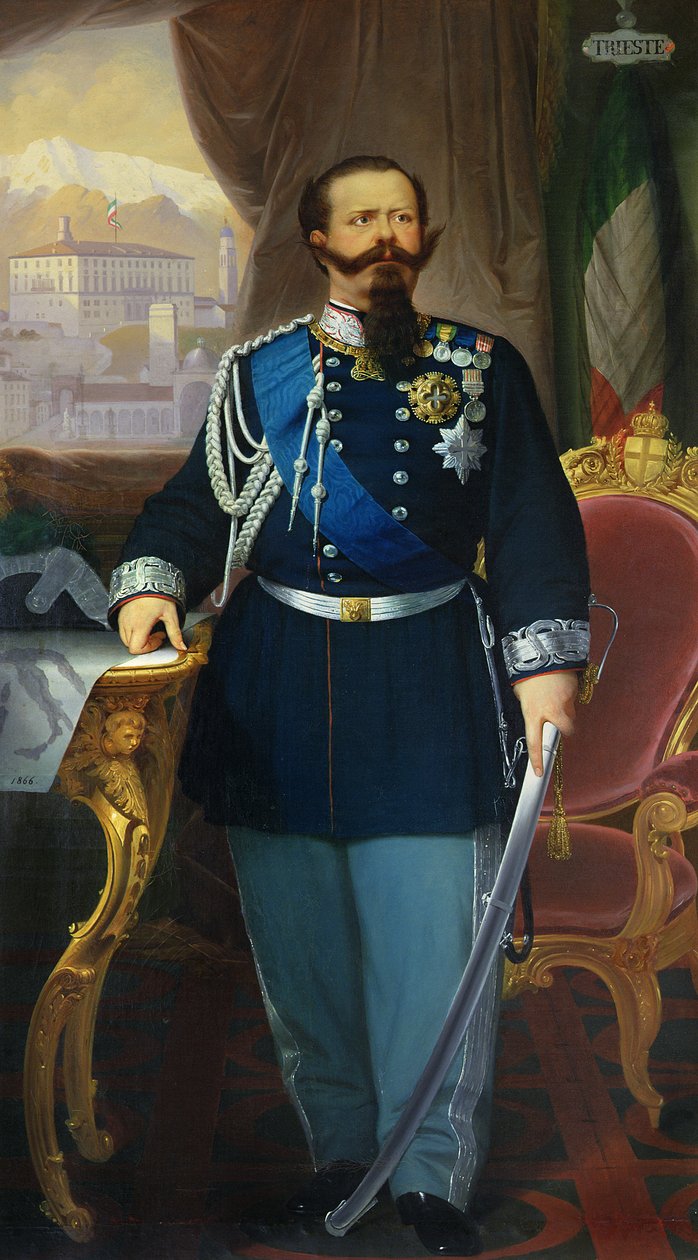 Muotokuva Victor Emmanuel II:sta (1820-78), Sardinian ja Italian kuningas, 1866. tekijältä Antonio Dugoni