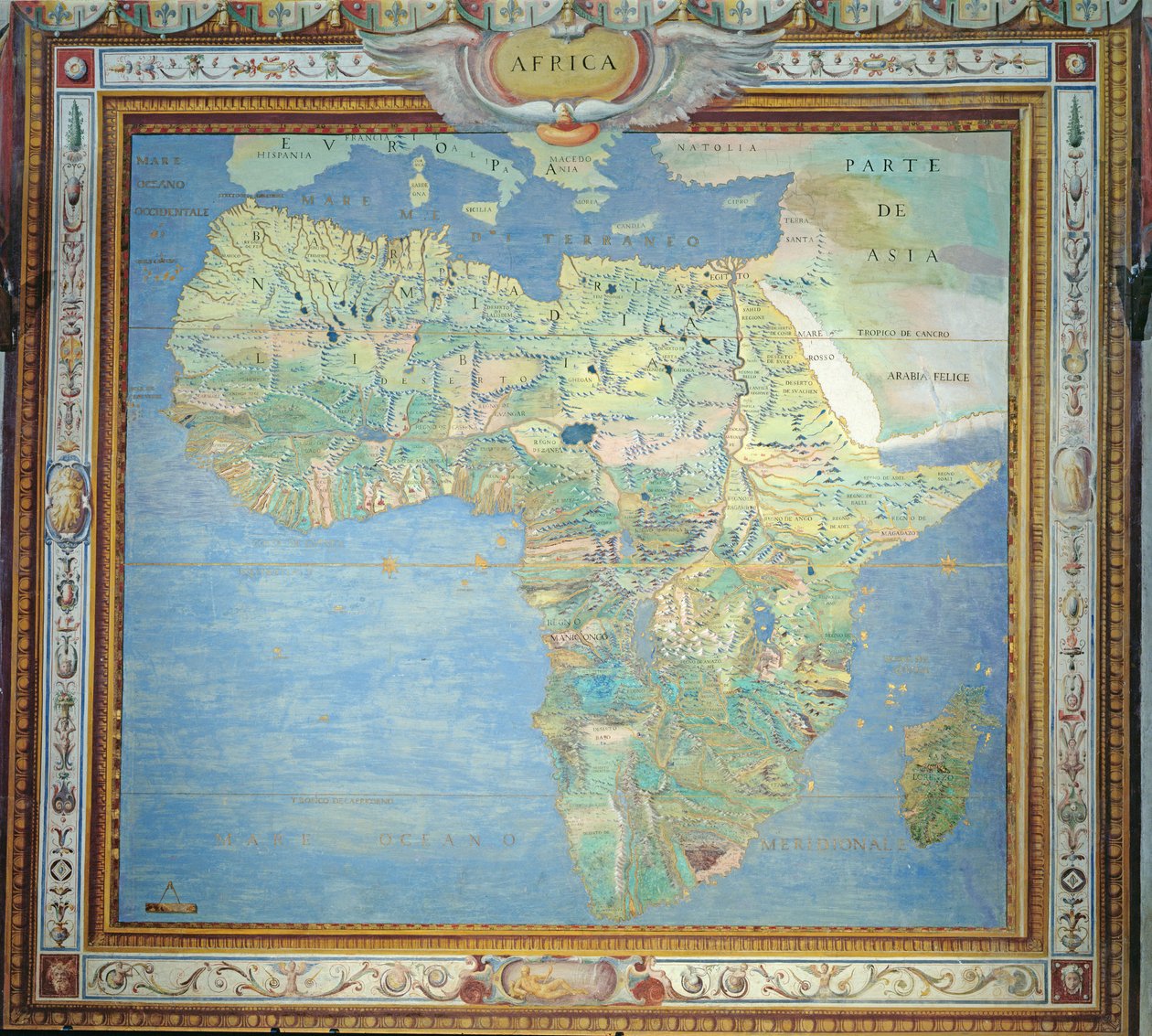 Afrikan kartta, Sala del Mappamondossa. tekijältä Antonio Giovanni de Varese