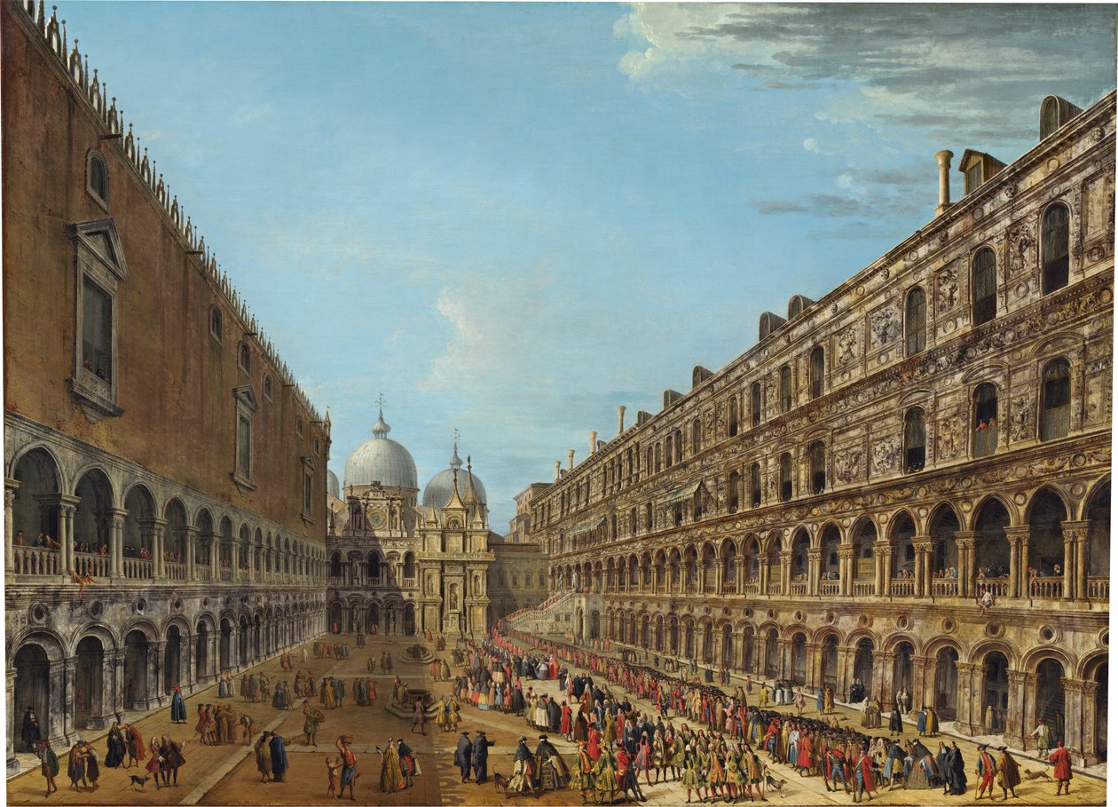 Der Auszug des Nuntius Stoppani aus dem Dogenpalast nach seiner Audienz am 18. huhtikuuta 1741 tekijältä Antonio Joli