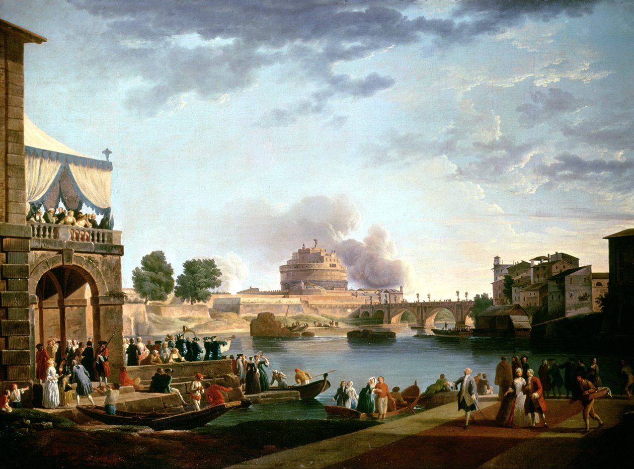 Paavin valinta Castel St. Angelo, Rooma taustalla tekijältä Antonio Joli